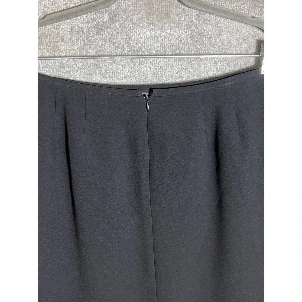 Kasper Petite Straight Midi Skirt Womens Size 12P Black Tiered Ruffle Hem Lined